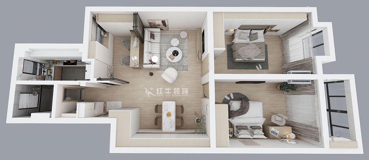 顾娟｜爱达花园紫藤园6-18-401-96㎡-北欧风格｜3室2厅1卫｜旧房装修｜定制家￥121200｜全包12